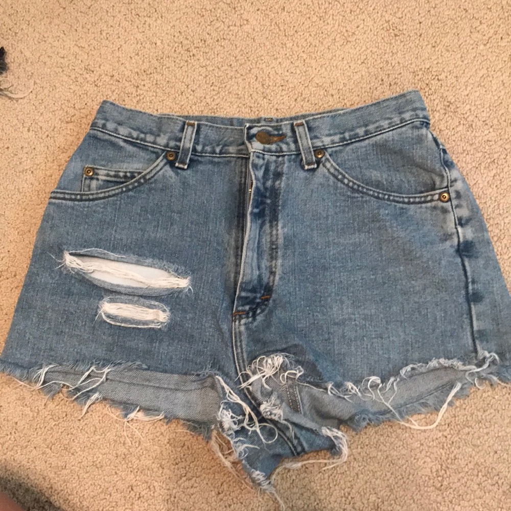 LL Bean high rise jean shorts